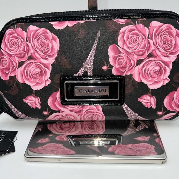 Tahari Touch of Modern Rose and Eiffel Tower Print Wristlet/Wallet RFID - Picture 8 of 9